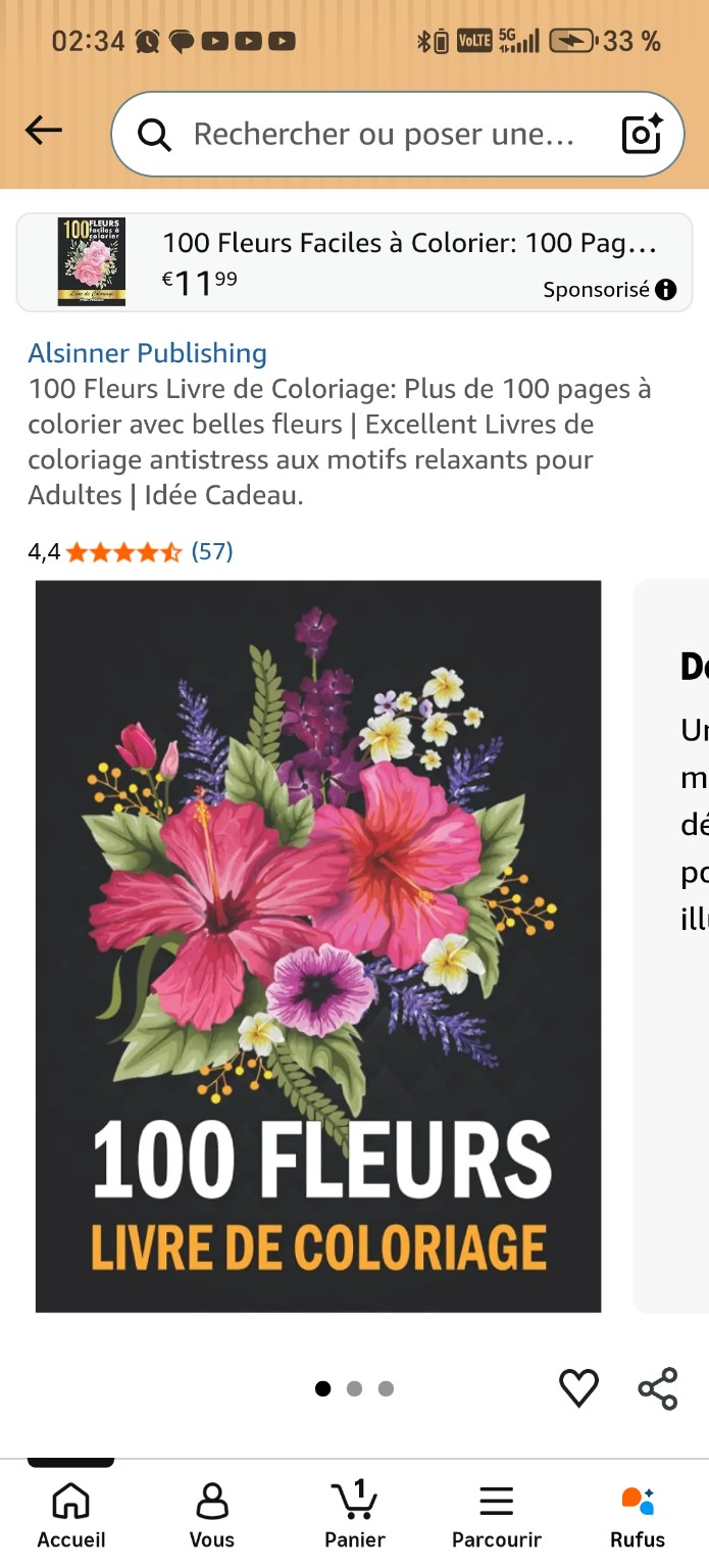 Couverture de 100 Fleurs — Livre de coloriage, Alsinner Publishing