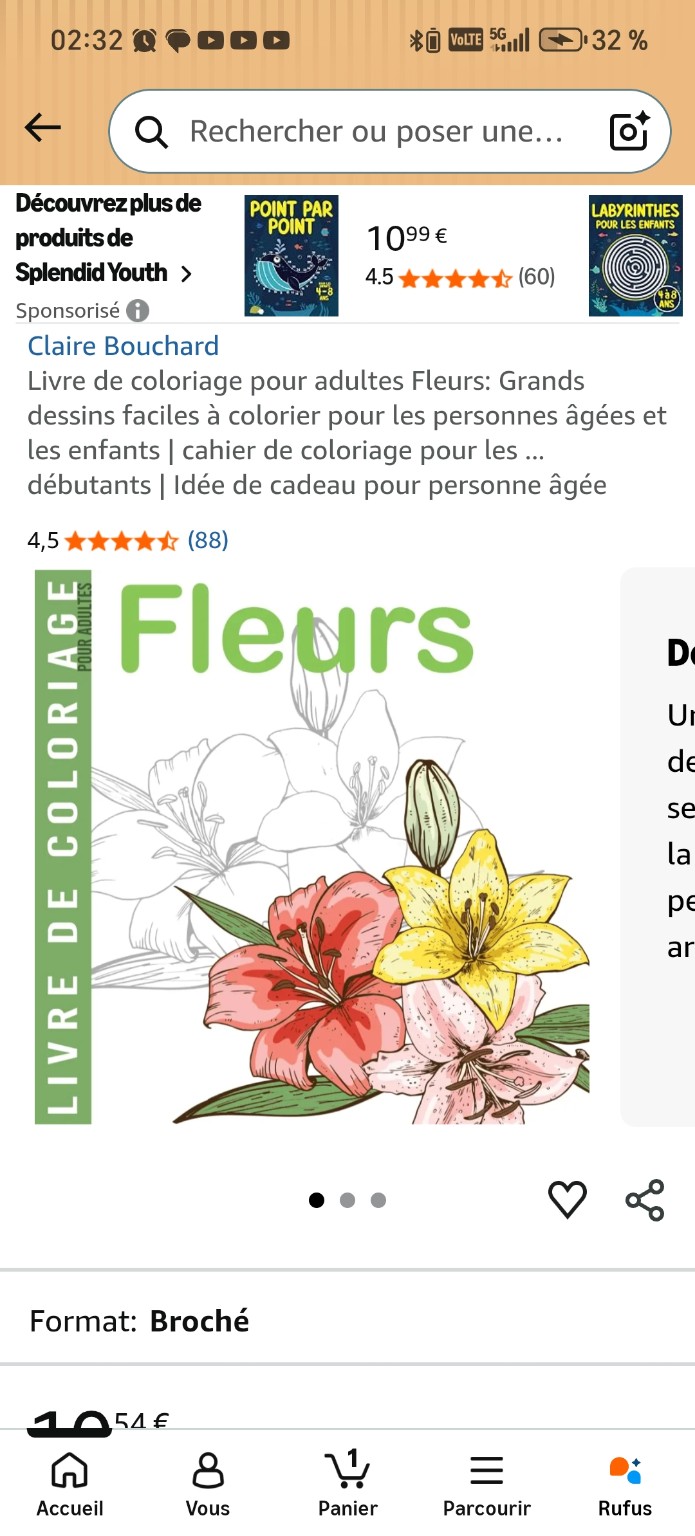Couverture de Fleurs — Livre de coloriage pour adultes, Claire Bouchard